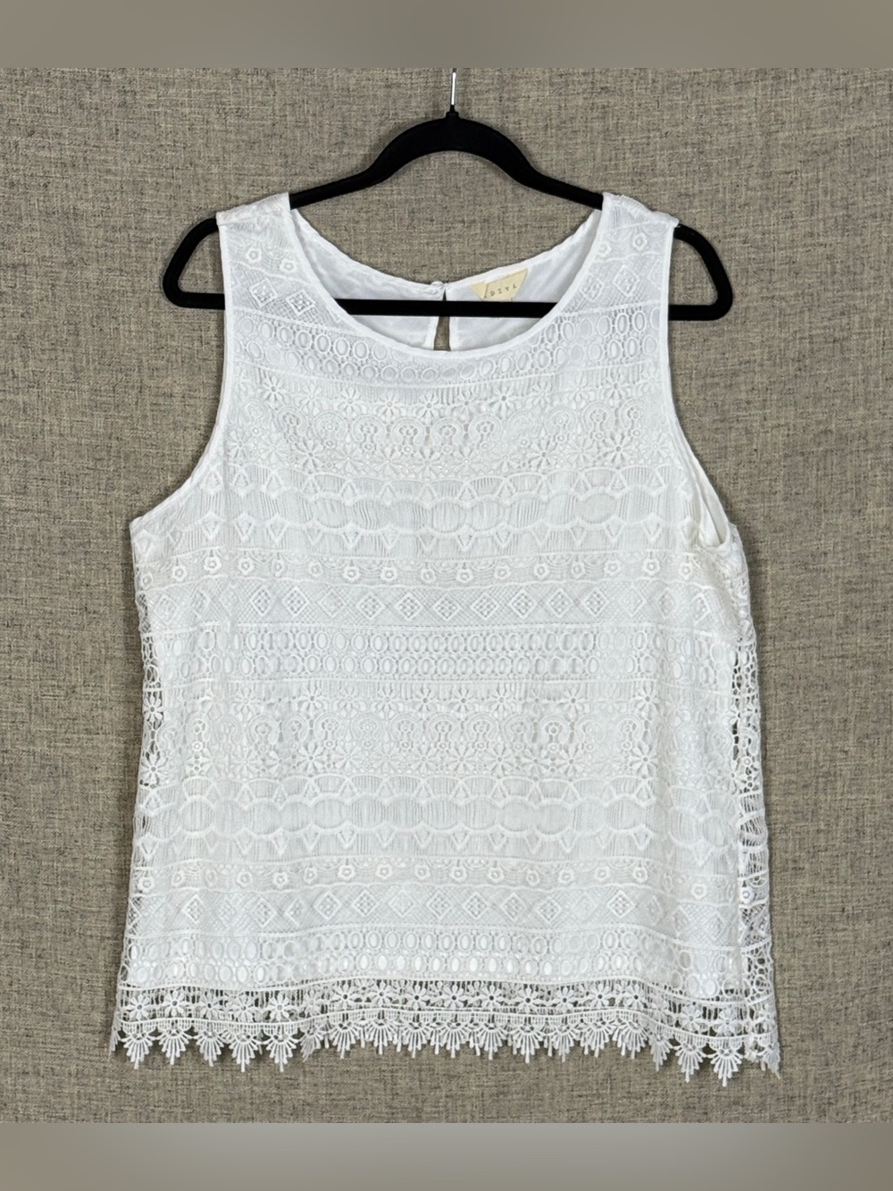 ADIVA White Lace Overlay Sleeveless Top